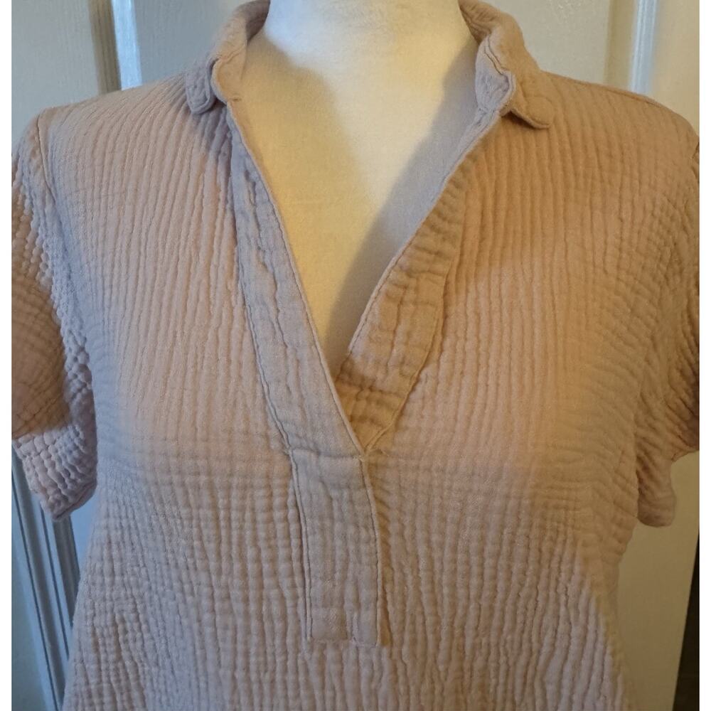 Three Dots Ladies' Double Gauze Pink 100% Cotton Dress Size M - Picture 2 of 9